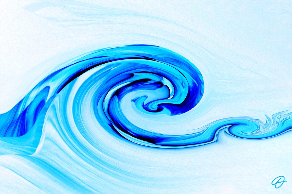 Crystal Wave artwork by Fabio Dal Boni – abstract ocean wave in turquoise tones, energetic and refreshing