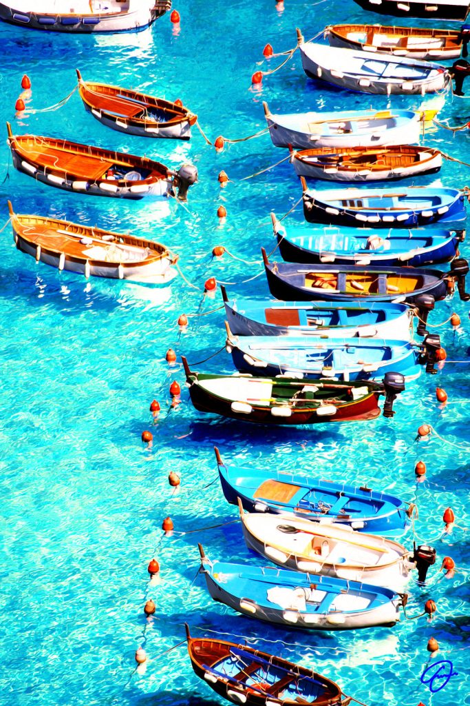 Equilibrium Point artwork by Fabio Dal Boni – blue Mediterranean waves in balance, harmony of sea and sky