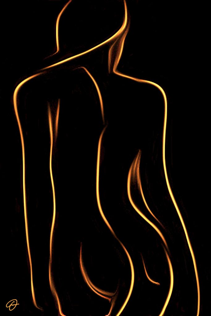 My Better Half artwork by Fabio Dal Boni – elegant feminine nude with golden silhouette