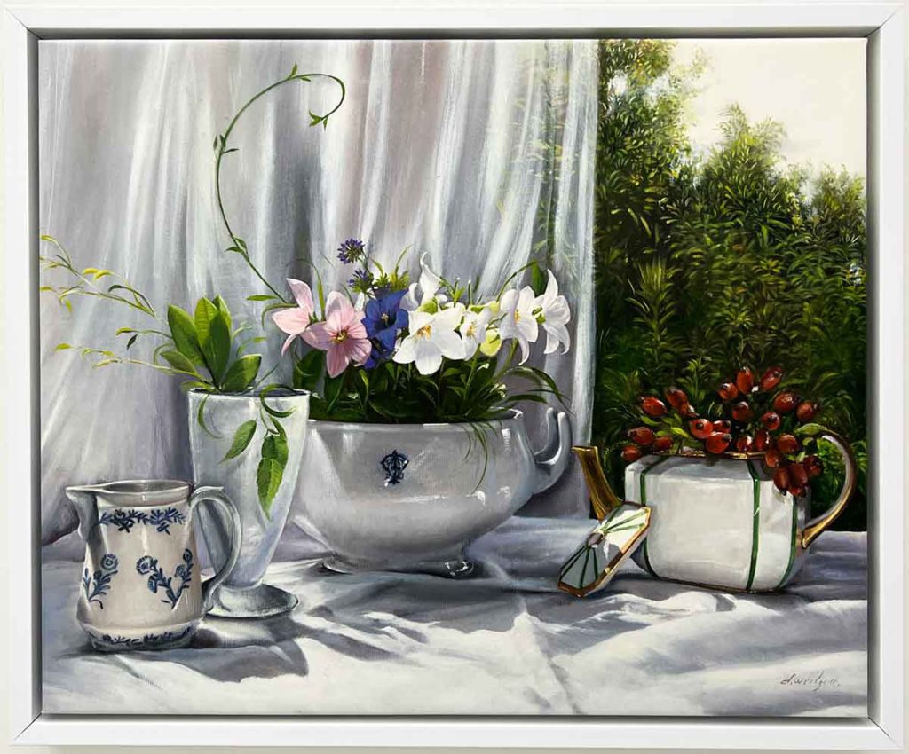 Red Berries floral still life painting by Danka Weitzen