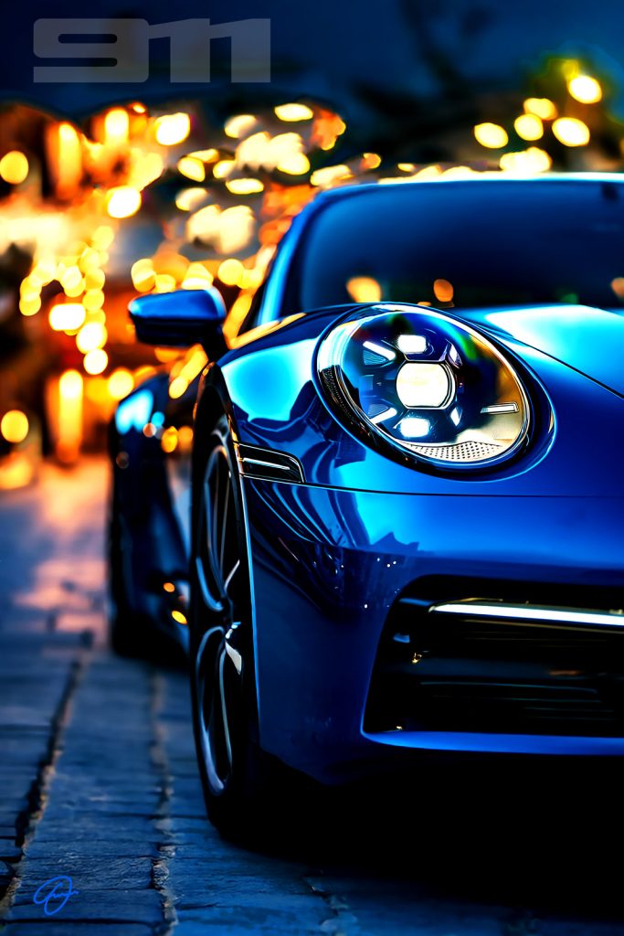 Echoes of Legend by Fabio Dal Boni – Porsche 911 Carrera aluminum painting with glowing city lights