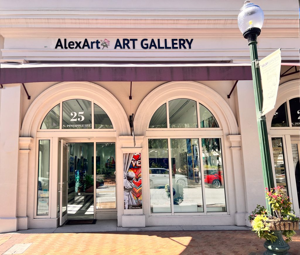 AlexArt International contemporary art gallery entrance in downtown Sarasota Florida